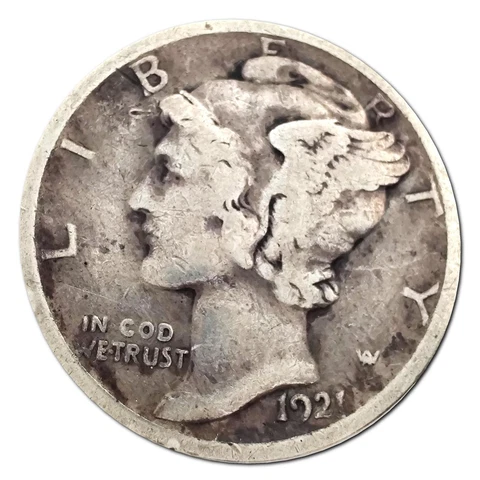 1921-P Mercury Dime Semi-Key Date VG Very Good 90% Silver Cover