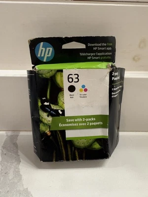 Paquete de 2 cartuchos de tinta HP 63 - negros y tricolores - caduca noviembre de 2026 - nuevos Foto 1 de 3