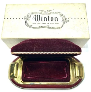 SELTENES WINTON ARMBANDUHRENGEHÄUSE MIT ORIGINAL BOX !!!20er-30er Jahre BURGUNDER SAMT/SATIN - Bild 1 von 9