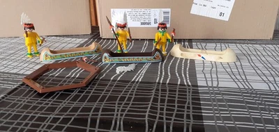 playmobil indiens vintage 3 personnages 3 canoes matériel - Photo 1/4
