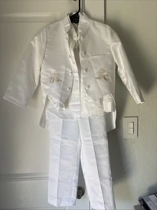 Rafael Boys Size 7 White Religious Suit, 4 Pieces - Picture 1 of 4