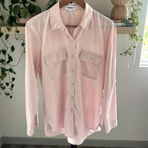 Express The City Shirt M Light Pink Long SleeveButton Up Blouse Workwear Career - Picture 1 of 7