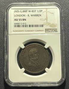 Great Britain ND Half Penny: London-R. Warren-NGC AU55BN - Picture 1 of 4