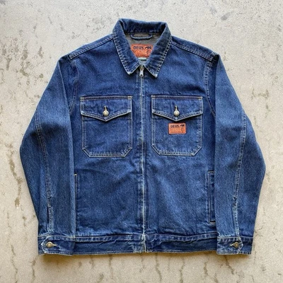 Deus Ex Machina Records Ortiz 夹克工作服牛仔全拉链重型小号 — 第 1/4 张图片