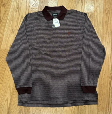 NUEVO CON ETIQUETAS Camisa Polo Ashworth Manga Larga Borgoña Jacquard Algodón Talla L Golf Foto 1 de 4