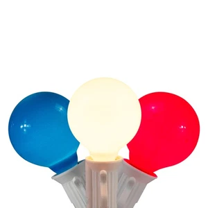 Northlight 10 Red, White and Blue Christmas G40 Globe Lights - 9 ft White Wire - Picture 1 of 8