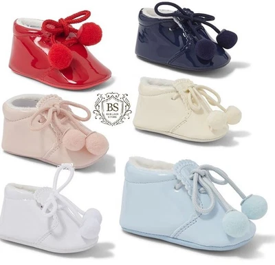 Joe Sevva Baby Pram Shoes Boots Pom Poms Booties Ivroy,Red,White,Navy,Camel🔥🔥