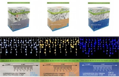 TENDA Luminosa 200 LED 5mt x 30-70-40-60 cm Luce di NATALE Prolungabile IP65 - Immagine 1 di 4