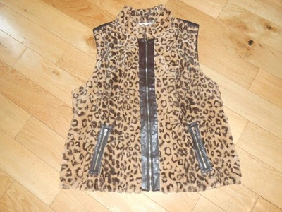 Chicos Women's Vest Size XL Leopard Faux Fur Zip Front  - Image 1 of 2