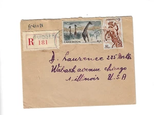 Kamerun 1957 Einschreiben geschickt von Guidder nach USA - Rückmarken - Bild 1 von 2