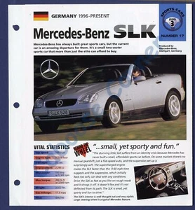 Mercedes Benz SLK IMP Hot Cars Brochure Specs 1996-Present Group 3, No 17 - Imagen 1 de 3