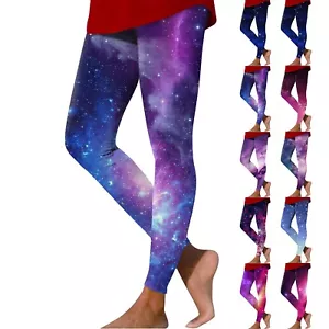Women's Fashionable Printed Elastic Waist Slim Fit Elastic Yoga Casual Pants - Picture 1 of 39
