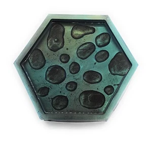 ***MEGA REDUCTIONS*** 1 x GREEN GOLD SPLASH. TRINKET TRAY, COIN TRAY HEXAGON - Picture 1 of 3