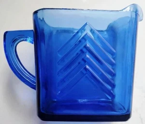 Hazel Atlas Depression Glass: Cobalt Blue with Chevron design - Small Pitcher - Picture 1 of 6