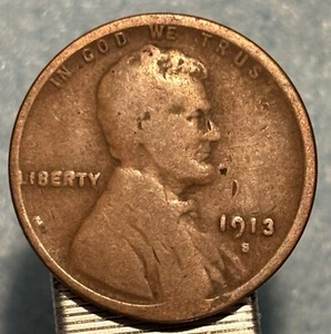 1913 S Lincoln Wheat Cent/Penny - Circulated -AG/Cull  X-319 - Picture 1 of 3