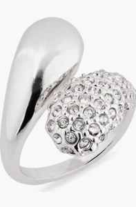 Kristall Bypass Ring Rhodium Nickel frei plattiert Größe 8 - UVP $50 - Bild 1 von 5