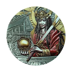 Cook Islands Coin $1 Dollar 2019 Amaterasu Sun Goddess 39.5mm 03014 - Picture 1 of 3