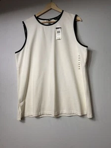Ralph Lauren Womens Cream Sleeveless Tank Top With Black Leather Trim Size XXL - Picture 1 of 10
