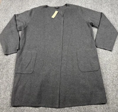 Cardigã J Crew Juliette sem colarinho aberto suéter carvão mistura merino feminino GG - Imagem 1 de 4