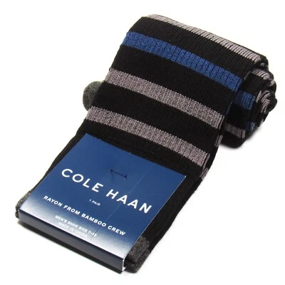 Calcetines de vestir Cole Haan para hombre rugby a rayas de bambú negros multicolores talla única Foto 1 de 3