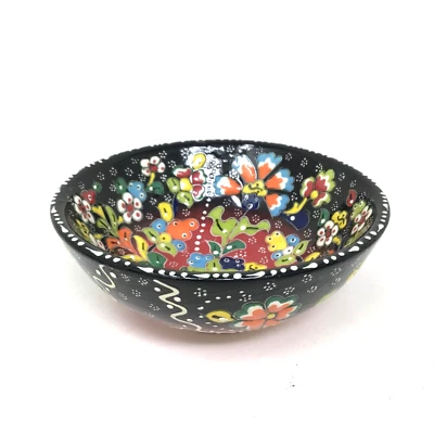 "Flor pequeña de cerámica turca en relieve pintada a mano hecha a mano 4,75""" Foto 1 de 4