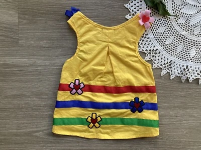 Max’s Closet 女孩黄色狗小狗连衣裙带蝴蝶结独特  — 第 1/4 张图片