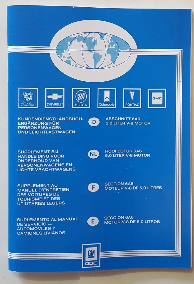 Manuale Officina/Manuale di Riparazione GM 5.0 Litro V8 Motori - Tedesco - Immagine 1 di 1