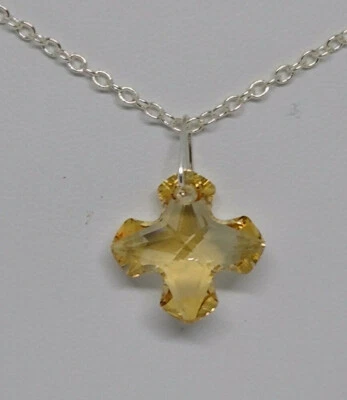 纯银施华洛世奇水晶金色阴影希腊十字架项链 — 第 1/3 张图片