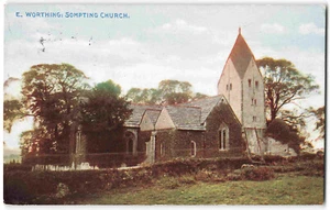 Worthing Sompting Church Sussex - To Paston - Littlehampton - 1915 Postcard W04 - Picture 1 of 3