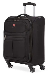 Equipaje SwissGear 4010 lado blando con ruedas giratorias, negro, equipaje de mano de 18 pulgadas - Imagen 1 de 9