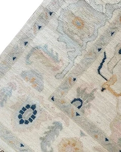 Alfombra moderna Oushak anudada a mano 10x14 marfil 100 % lana alfombras florales para el hogar - Imagen 1 de 3