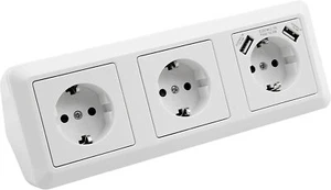 Steckdosenblock McPower Cup Aufbau, weiß, 3-fach Schutzkontakt + USB - Bild 1 von 4