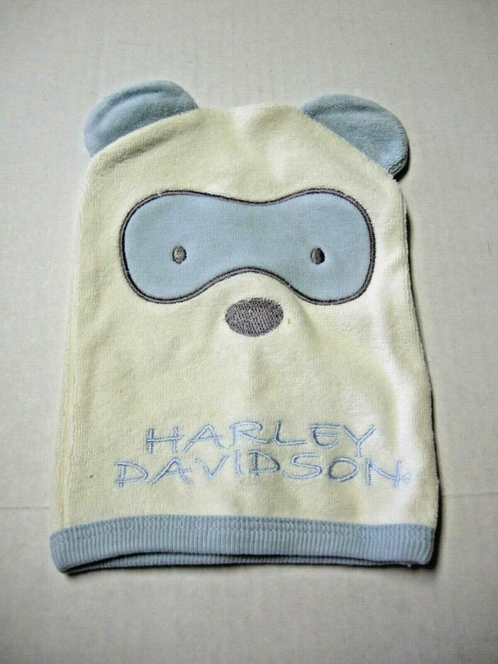 Mitón de paño de lavado Harley-Davidson, diseño de oso, azul y blanco, nuevo Foto 1 de 1