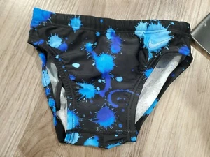 Nike Swim Boys Team Splatter Brief Swimsuit Black Blue Size 22 XS 6-7 - Picture 1 of 3