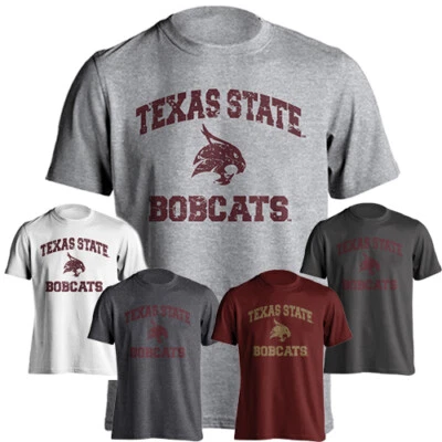 Camiseta Manga Corta Texas State University Bobcats Distressed Retro Logo Foto 1 de 2