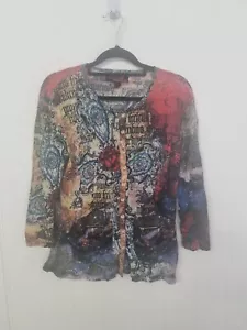 SEVEN SISTERS size 4 colourful round neck long sleeve button cardian - Picture 1 of 7