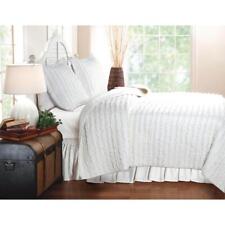 Greenland Home Fashions Quilt Set 3-Pcs Cotton Reversible White Full/Queen Size