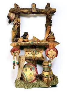 Indianer handbemalt Dekor Südwest Totem Indianer 12" Holz Feder Topf - Bild 1 von 17