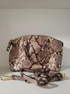Michael Kors Riley Python Embossed Leather Satchel Hand Bag - Picture 1 of 12