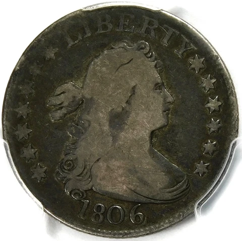 🌚🤍🖤❤️🔥🥶😍PCGS VG08 1806 DRAPED BUST QUARTER Cover