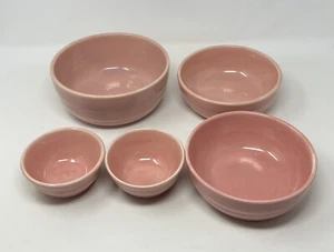 Bauer USA Pottery Ringware Beehive Pink Serving Mixing Bowls Lot Of 5 Vintage - Picture 1 of 24