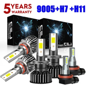 9005+H7+H11 LED Headlight Fog Light Bulbs Kit For Mitsubishi Outlander 2014-2020 - Picture 1 of 16