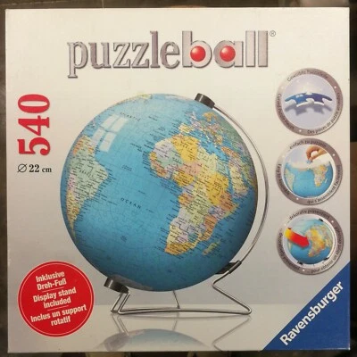 Ravensburger The Earth 3D Jigsaw Puzzle Ball World Globe 540 Pieces With Stand - image 1 of 3