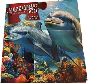 Puzzle bug deluxe 500 piece puzzle friendly dolphin pod - Picture 1 of 3