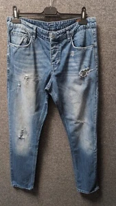 Pantalones de mezclilla ajustados con raspado azul de Asos W34 L32 LN052 HH 03 - Imagen 1 de 5