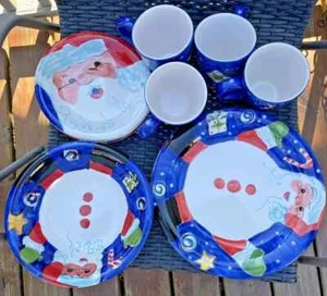 GIBSON WINTER FROLIC CHRSTMAS SET HANDPAINTED DISHWASHER & MICROWAVE SAFE 14 SET - Picture 1 of 12