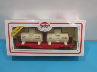 HO Scale Model Power Flat Car Water Clear w/ Removable Tanks Lot#2427 - Image 1 of 4