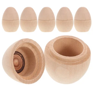 6Pcs Unfinished Wood Eggs for Creative Easter Projects and Crafts - Picture 1 of 12