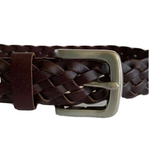 NWOT Gymboree Brown Braided Leather Belt Kids Size 3-4 Silver Buckle - Picture 1 of 8