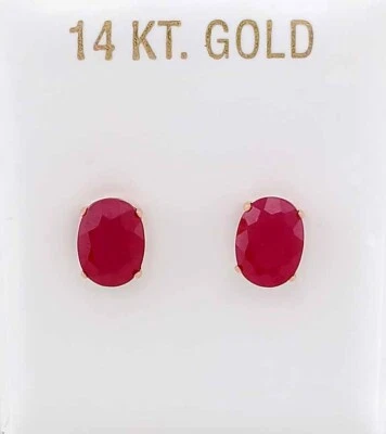 GENUINE 4.30 Cts RUBY STUD EARRINGS 14K ROSE GOLD -  Free Certificate Appraisal - Image 1 of 4